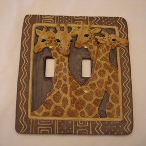 Vicki Lane vintage ceramic 3D GIRAFFE SWITCH PLATE double light BRAND NEW